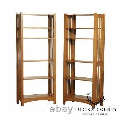 Stickley Mission Collection Oak Pair Open Bookcases