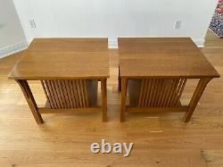 Stickley Mission Collection Oak Spindle Lamp Tables-Arts & Crafts Style