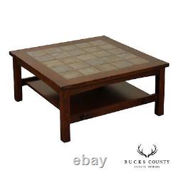 Stickley Mission Collection Oak Tile Top Cocktail Table