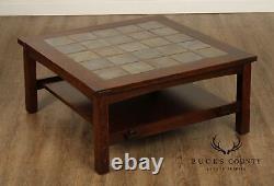 Stickley Mission Collection Oak Tile Top Cocktail Table