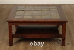 Stickley Mission Collection Oak Tile Top Cocktail Table