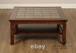 Stickley Mission Collection Oak Tile Top Cocktail Table