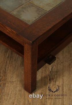 Stickley Mission Collection Oak Tile Top Cocktail Table