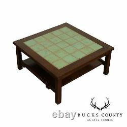 Stickley Mission Collection Oak Tile Top Coctail, Coffee Table
