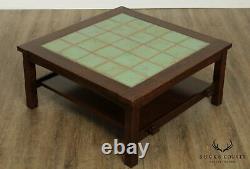 Stickley Mission Collection Oak Tile Top Coctail, Coffee Table