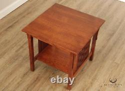 Stickley Mission Collection Oak Two-Tier Spindle Lamp Table
