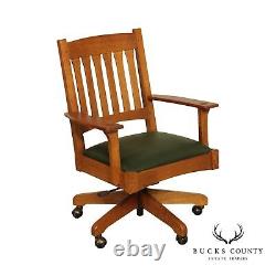 Stickley Mission Collection Oak and Leather Swivel Office Chair
