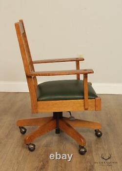 Stickley Mission Collection Oak and Leather Swivel Office Chair