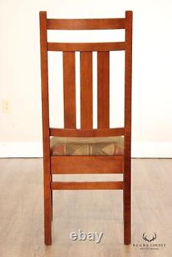 Stickley Mission Collection Pair of Harvey Ellis Inlaid Oak Side Chairs