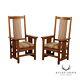 Stickley Mission Collection Pair of Oak Spindle Arm Chairs