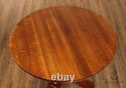 Stickley Mission Collection Round Oak Extendable Pedestal Dining Table
