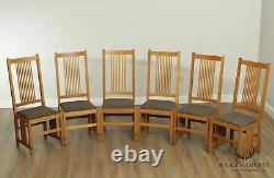 Stickley Mission Collection Set 6 Oak Spindle Dining Chairs
