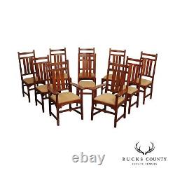 Stickley Mission Collection Set Of Ten Oak Harvey Ellis Dining Chairs