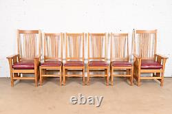 Stickley Mission Oak Arts & Crafts Spindle Dining Chairs, Set of Six