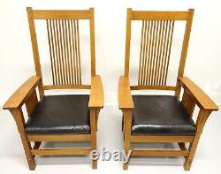 Stickley Mission Oak Dining Armchairs Pair