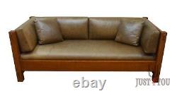 Stickley Mission Oak Leather Sofa