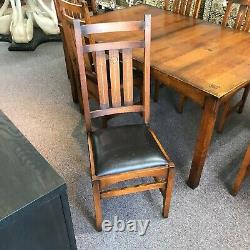Stickley Mission Oak Style Harvey Ellis Collection Dining Set 6 Chairs Inlay