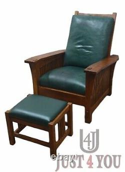 Stickley Oak Mission Morris Chair with Ottoman (B)