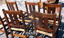 Stickley Set of 6 Antique Mission Oak Arts & Crafts Dining Room Chairs with Labels