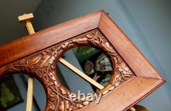 Superb Antique Carved Oak Picture Frame 25 x 15 Arts & Crafts Nouveau Mission