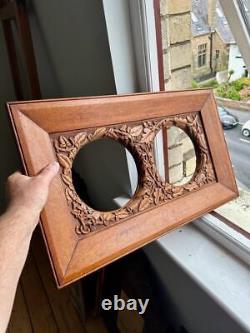 Superb Antique Carved Oak Picture Frame 25 x 15 Arts & Crafts Nouveau Mission