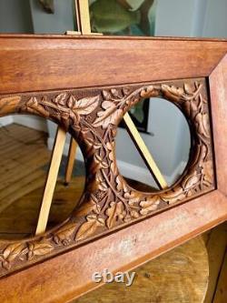 Superb Antique Carved Oak Picture Frame 25 x 15 Arts & Crafts Nouveau Mission