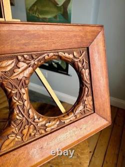 Superb Antique Carved Oak Picture Frame 25 x 15 Arts & Crafts Nouveau Mission