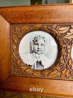 Superb Antique Carved Oak Picture Frame 25 x 15 Arts & Crafts Nouveau Mission