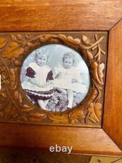 Superb Antique Carved Oak Picture Frame 25 x 15 Arts & Crafts Nouveau Mission