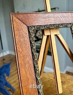 Superb Unusual Antique Oak Picture Frame 10 x 6.5 Rebate Arts & Crafts Mission