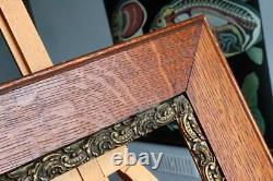 Superb Unusual Antique Oak Picture Frame 10 x 6.5 Rebate Arts & Crafts Mission