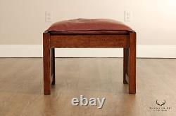 The Michaels Company Mission Style Oak and Leather Footstool