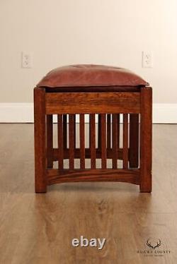 The Michaels Company Mission Style Oak and Leather Footstool