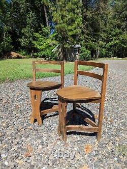 Triangular Mission Oak Chairs (2)