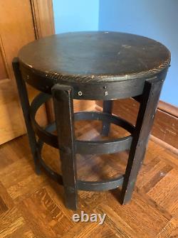 VTG MISSION OAK ARTS & CRAFTS TABOURET TABLE ROUND BENT WOOD Plant Stand Stool