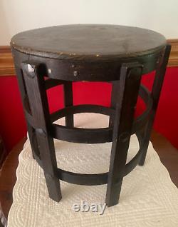 VTG MISSION OAK ARTS & CRAFTS TABOURET TABLE ROUND BENT WOOD Plant Stand Stool