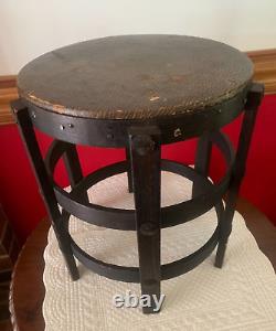 VTG MISSION OAK ARTS & CRAFTS TABOURET TABLE ROUND BENT WOOD Plant Stand Stool