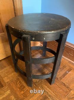 VTG MISSION OAK ARTS & CRAFTS TABOURET TABLE ROUND BENT WOOD Plant Stand Stool