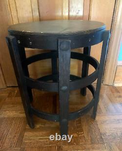 VTG MISSION OAK ARTS & CRAFTS TABOURET TABLE ROUND BENT WOOD Plant Stand Stool