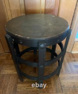 VTG MISSION OAK ARTS & CRAFTS TABOURET TABLE ROUND BENT WOOD Plant Stand Stool