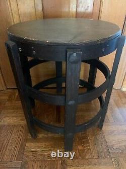 VTG MISSION OAK ARTS & CRAFTS TABOURET TABLE ROUND BENT WOOD Plant Stand Stool