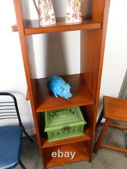 VTG Mission Arts Crafts Stickley Era style Bookcase Open Shelf Solid Oak SHIPS