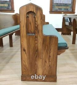 Vintage 10 Solid Oak Mission Style Church Pew With padding Livingston Montana
