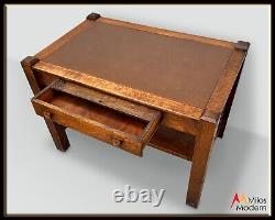 Vintage 20s Mission Arts & Crafts Quarter Sawn Oak Desk Leather Top