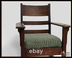 Vintage Antique 1900 Mission Arts & Crafts Oak Rocking Chair Upholstered Seat