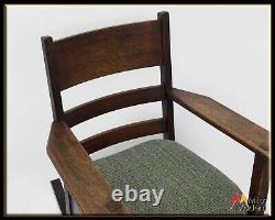 Vintage Antique 1900 Mission Arts & Crafts Oak Rocking Chair Upholstered Seat
