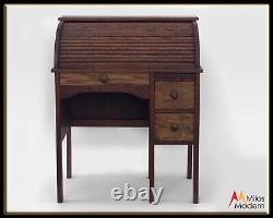 Vintage Antique 1900s Small Apartment Size Mission Arts Crafts Oak Roll Top Desk
