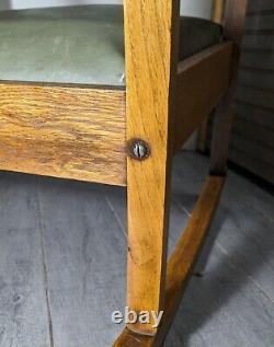 Vintage Antique Mission Arts & Crafts Solid Oak Wood Low Seat Rocking Chair