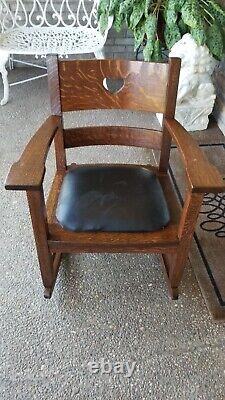 Vintage Antique Mission Arts and Crafts Quarter Sawn Oak Rocking Chair Restored