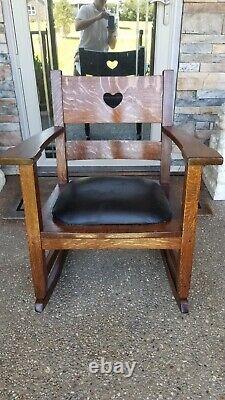 Vintage Antique Mission Arts and Crafts Quarter Sawn Oak Rocking Chair Restored